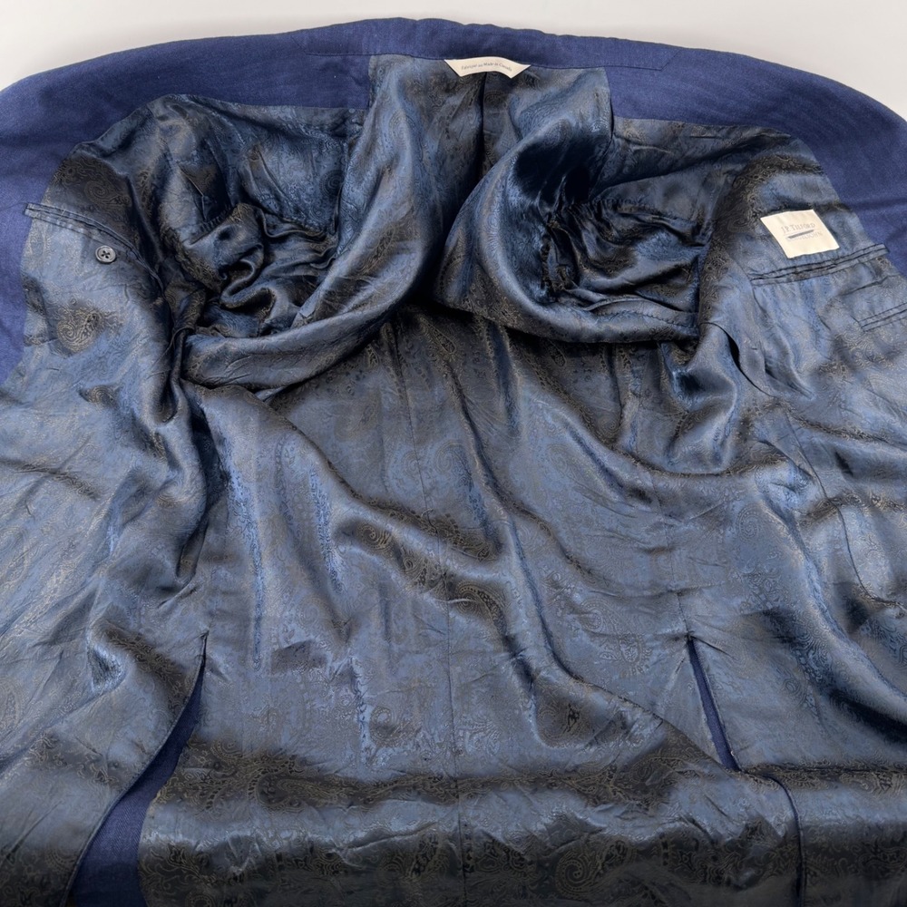 J.P. Tilford Samuelsohn Loro Piana Blazer Men 42L Blue Cashmere Silk Herringbone - Picture 5 of 16